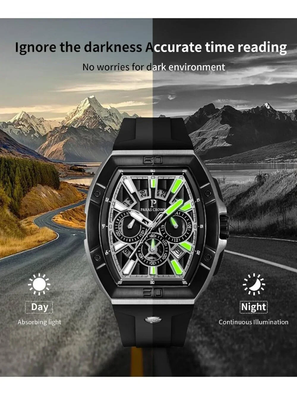 Men's Silver Fashion 5ATM Waterproof Quartz Luxury Chronograph Analog Watch